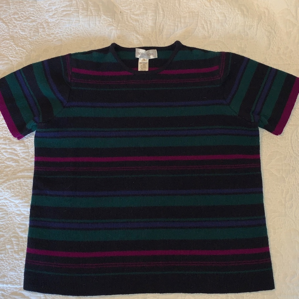 Jones New York Wool Sweater, Short Sleeves & Length, Jewel Tones, XS/S see notes